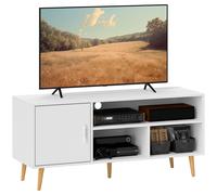 HomCom Mueble de TV moderno para televisores hasta 60" con armario y 3 compartimentos Blanco