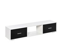 HomCom Mueble de TV para televisores hasta 60" 140x30x32 cm Estilo moderno 2 cajones Blanco/Negro