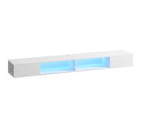 HOMCOM Mueble de TV Suspendido con Luces LED con Estantes Abiertos para Televisión 75 Pulgadas 177,8x30x18 cm Blanco