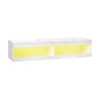 Homcom mueble de tv suspendido con luces led, mueble de tv para salón con control remoto, compartimentos, orificios pasacables, para televisión 55-60 pulgadas, 140x40x30 cm, blanco brillo 40 cm