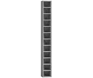 HOMCOM Mueble Librería Porta CD de 12 Estantes para 204 CD en MDF y Aglomerado 21x20x175 cm Gris Aosom España