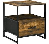 HOMCOM Mueble Organizador Cajonera de Tela con Cajón Plegable Estante Abierto y Marco de Acero Estilo Industrial para Salón Recibidor Dormitorio 45x40x50,5 cm Marrón Rústico