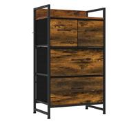 Homcom mueble organizador cajonera de tela con cajones plegables estante abierto y marco de acero estilo industrial para salón recibidor dormitorio 60x29x85 cm marrón rústico 85 cm