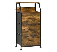 Homcom mueble organizador cajonera de tela con cajones plegables estante abierto y marco de acero estilo industrial para salón recibidor dormitorio 44x29x92 cm marrón rústico