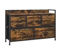 HOMCOM Mueble Organizador Cajonera de Tela con Cajones Plegables y Marco de Acero Estilo Industrial para Salón Recibidor Dormitorio 98x29x63 cm Marrón Rústico