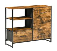 HOMCOM Cómoda de Salón Estilo Industrial con 4 Cajones de Tela Plegable y 2 Estantes, para Almacenaje, 84x30x71,5 cm, Marrón Rústico Aosom España