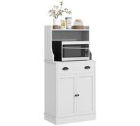 HOMCOM - Mueble para microondas, armario de cocina, estante ajustable en 3 niveles, con espacio abierto, 1 cajón y armario con 2 puertas, mueble de cocina, diseño moderno, 61 x 35 x 125,4 cm, color