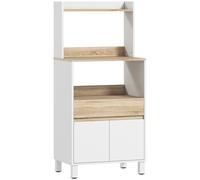 HOMCOM Mueble para microondas, buffet de cocina con armario, cajón y estante superior, 60 x 40 x 131 cm roble y blanco Aosom España