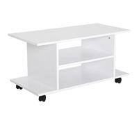 HOMCOM Mueble para Televisión Mesa para TV con Estantes y Ruedas con Bloqueo Superficie de Melamina 80x40x40 cm Blanco