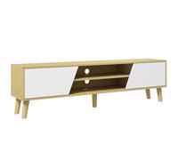 HomCom Mueble TV – 2 puertas, 2 estantes, 5 patas madera, hasta 65 pulg. – 150x30x42 cm Roble