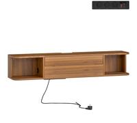HOMCOM Mueble para TV hasta 127 cm suspendido con enchufes, USB y Tipo C, cajón y estantes, 120x24x22.4 cm, Nogal Aosom España