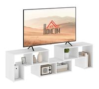 HOMCOM Mueble para TV hasta 75 Pulgadas Blanco Efecto Madera | Unidad de TV de combinación libre con estantes de almacenamiento, centro de entretenimiento extensible para salón