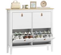 HOMCOM Mueble para zapatos de 20 pares, zapatero estrecho con 4 cajones extraíbles, estantes ajustables y extraíbles BLANCO