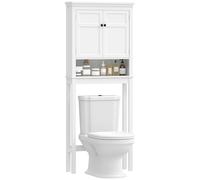 Homcom mueble sobre inodoro armario para lavadora con 2 puertas compartimento y estante ajustable mueble para baño 70x20x175 cm blanco