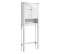 Homcom mueble sobre inodoro armario para lavadora con 2 puertas compartimento y estante ajustable mueble para baño 70x20x175 cm blanco