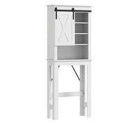 Homcom mueble sobre inodoro armario sobre inodoro con puerta corredera de granero y 6 compartimentos mueble de baño rústico 67x25x172 cm blanco