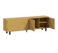 HOMCOM Mueble TV 180 cm, mueble para televisor de 208,28 cm con 4 puertas de apertura por presión 180x35x55,5cm madera natural Aosom España