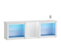 HOMCOM Mueble TV con iluminación LED para televisores hasta 177,8 cm, 160 cm con estantes de vidrio ajustables, blanco Aosom España
