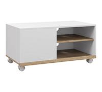 HOMCOM Mueble TV con Ruedas para Salón Mesa para Televisores de 42" con Puerta y 2 Estantes 80x45x39,5 cm Blanco Moderno Aosom España