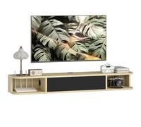 HOMCOM Mueble TV de Pared 120 cm para TV 50", Negro/Natural