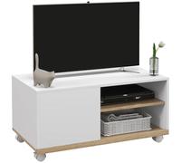 HOMCOM Mueble TV de Salón con Ruedas para Televisores de 32" 80x45x39,5cm Blanco