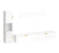 HOMCOM Mueble TV flotante con puertas abatibles, centro de entretenimiento, estantería y armario, 180 cm, Blanco alto brillo Aosom España