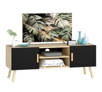 HOMCOM Mueble TV hasta 50 pulg. 2 armarios 110x36.2x42 cm Roble negro
