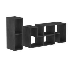 HOMCOM Mueble TV máx. 190.5 cm modulable con 2 estantes en L y estante rectangular, en madera, 134-180x30.5x44 cm, Negro Aosom España
