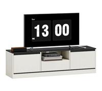 HOMCOM Mueble TV Moderno 55-60" con Armario, Lavado Blanco Madera | Centro de entretenimiento, cajón, gestión de cables, consola multimedia, puertas de cierre suave, sala de estar