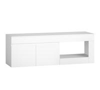 HOMCOM Mueble TV Moderno con 2 Puertas Compartimento Abierto y Tiradores para TV de hasta 152,4 cm 140x40x48 cm Blanco Aosom España