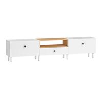 HOMCOM Mueble TV, mueble para televisor hasta 229 cm con 2 puertas abatibles, cajón, 200 x 35 x 45 cm, blanco Aosom España