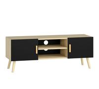 HOMCOM Mueble TV mueble televisión de madera banco TV para pantallas de hasta 127 cm con estantes, 2 armarios y pasacables, roble Aosom España