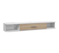 HOMCOM Mueble TV mural banco TV hasta 50 pulgadas con compartimentos abiertos y armario con puerta abatible Blanco Aosom España