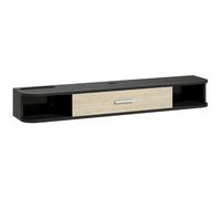 HOMCOM Mueble TV Suspendido 120 cm con Puerta Abatible y Estantes, 120x26x16 cm, Negro Aosom España
