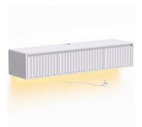 HOMCOM Mueble TV Suspendido Flotante 120 cm con Iluminación LED y Enchufes, Mueble para Televisor 165,1 cm, Blanco