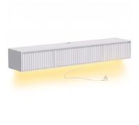 HOMCOM Mueble TV suspendido flotante 160 cm con iluminación LED y enchufes, mueble para televisor de hasta 182,88 cm, Blanco