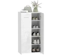 HOMCOM Mueble Zapatero, Armario para Zapatos Moderno con Estantes Ajustables, para 10 Pares de Zapatos, Zapatero para Pasillo, Recibidor, 55x36x108 cm, Blanco Brillo