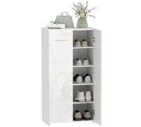 HOMCOM Mueble Zapatero, Armario para Zapatos Moderno con Estantes Ajustables, para 10 Pares de Zapatos, Zapatero para Pasillo, Recibidor, 55x36x108 cm, Blanco Brillo
