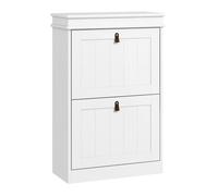 HOMCOM Mueble Zapatero Blanco Zapatero Estrecho con 2 Puertas Abatibles y Estantes Ajustables para 10 Pares de Zapatos para Recibidor Pasillo 54x24x82,5 cm