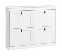HOMCOM Mueble Zapatero Blanco Zapatero Estrecho con 4 Puertas Abatibles y Estantes Ajustables para 20 Pares de Zapatos Antivuelco para Recibidor Pasillo 105x24x82,5 cm