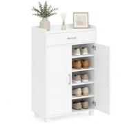 HOMCOM Mueble Zapatero con 1 Cajón y 5 Estantes, Estantes Ajustables Blanco | Armario para Zapatos Moderno, Zapatero Entrada Recibidor para 12-15 Pares en Pasillo, 62,5x35x95 cm