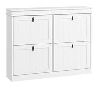 HOMCOM Mueble Zapatero Blanco Zapatero Estrecho con 4 Puertas Abatibles y Estantes Ajustables para 20 Pares de Zapatos Antivuelco para Recibidor Pasillo 105x24x82,5 cm