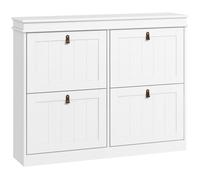 HomCom Mueble zapatero – 4 puertas abatibles, 20 pares, antivuelco, estantes ajustables – Blanco