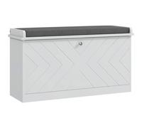 HOMCOM Mueble Zapatero con Banco con Estantes Ajustables y Cojín Acolchado para 8 Pares de Zapatos 80x26x44,5 cm Blanco Aosom España