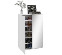 HomCom Mueble zapatero con espejo – para 18 pares, 5 estantes ajustables, 60x32x95 cm, blanco