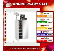 HOMCOM Mueble Zapatero con Espejo con 5 Estantes 18 Pares 60x32x95 cm Blanco