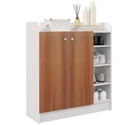 HOMCOM Mueble Zapatero de 2 Puertas para 12 Pares 83x30x90 cm Natural
