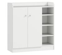 HOMCOM Zapatero con 2 Puertas 83x30x90cm Armario para Zapatos 4 Baldas Interior y 4 Exterior Organización y Almacenaje Blanco Aosom España