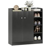 HOMCOM Mueble Zapatero de 2 Puertas Zapatero Estrecho con Estantes Ajustables para 12 Pares de Zapatos para Pasillo Entrada 83x30x90 cm Negro