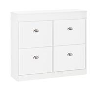 HOMCOM Mueble Zapatero de 4 Puertas con Estantes Ajustables y Extraíbles Capacidad de 16 Pares 98x24x83 cm Blanco Aosom España